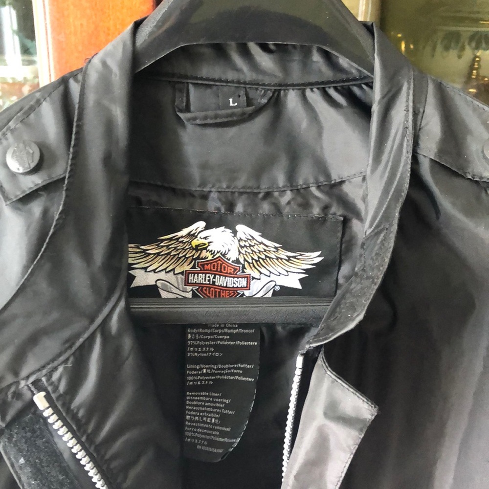 Harley-Davidson Black Bomber Varsity Jacket Zippered Front